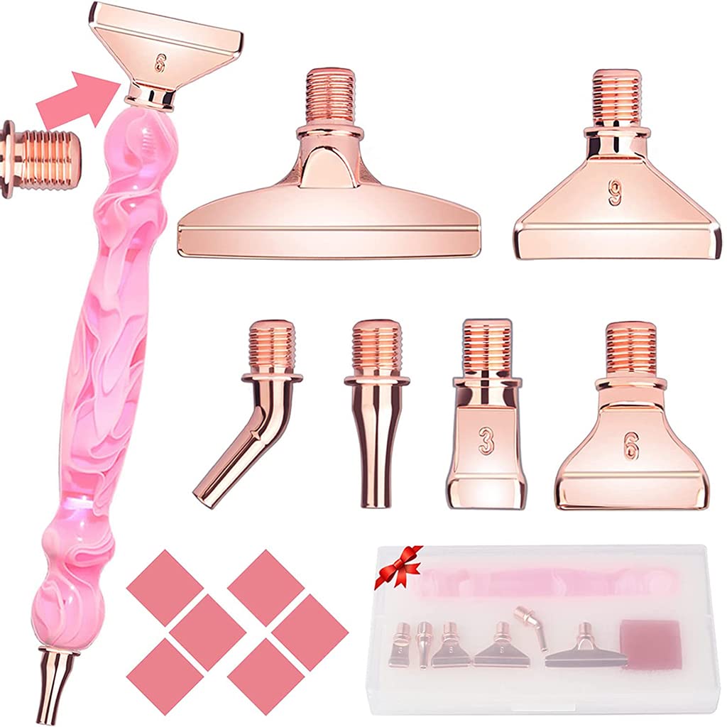 HASTHIP 14pcs 5D Diamond Painting Tool Kits with 1 Diamond Painting Pen 6 Metal Tips, 6 Glue Clays, Transparent Diamond Case, 5D Diamond Painting Accessories Kits for DIY Art Crafts (Pink) HASTHIP 14pcs 5D Diamond Painting Tool Kits with 1 Diamond Painting Pen 6 Metal Tips, 6 Glue Clays, Transparent Diamond Case, 5D Diamond Painting Accessories Kits for DIY Art Crafts (Pink)